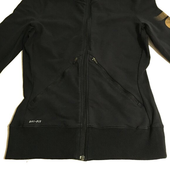 Nike Womens Medium Hoodie Full Zip Sweatshirt Black Dri Fit - Picture 4 of 12